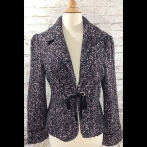 CLASSIQUES ENTIER Nubby Jacket Velvet Tie Classic Cottagecore Chic XS